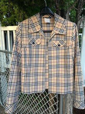 90s Y2K Classic Beige Plaid Zip-Up Light Fall Jacket